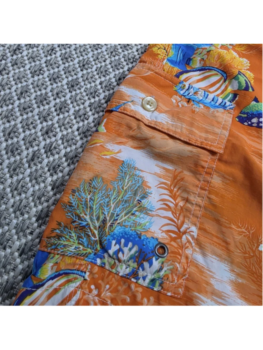 Polo Ralph Lauren Swim Trunks Mens L Orange Tropical Fish Coral Board Shorts